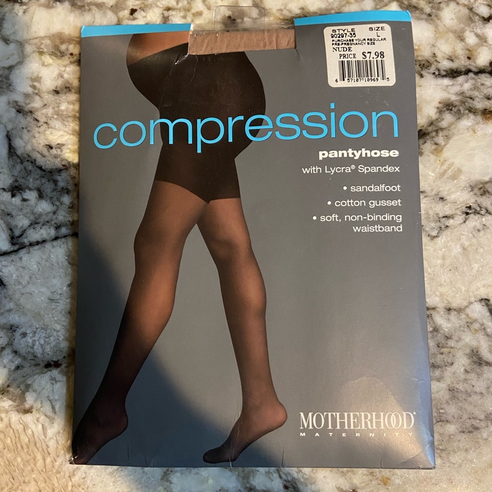NWT Maternity Compression Nude Pantyhose, L